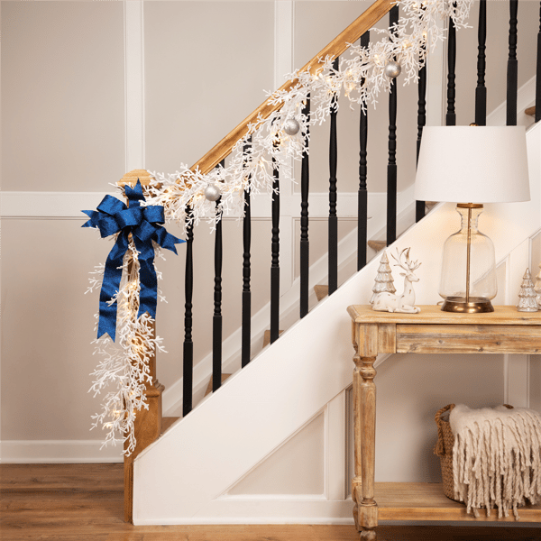 Northlight 9ft. Warm White LED Flocked Twig Christmas Garland - image 