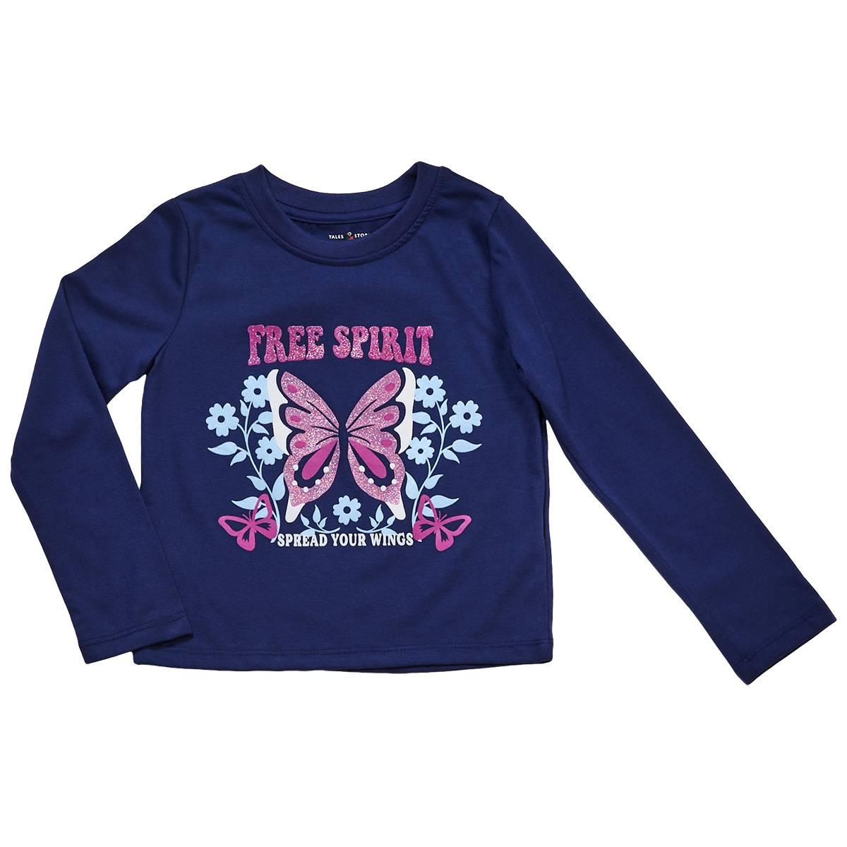 Girls(4-6x) Tales & Stories Long Sleeve Butterfly Free Spirit Tee