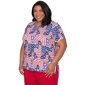 Plus Size Alfred Dunner Lady Liberty American Flag Keyhole Blouse - image 2