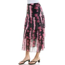 Womens Nicole Miller Long Tiered Tie Dye Stripe Mesh Skirt