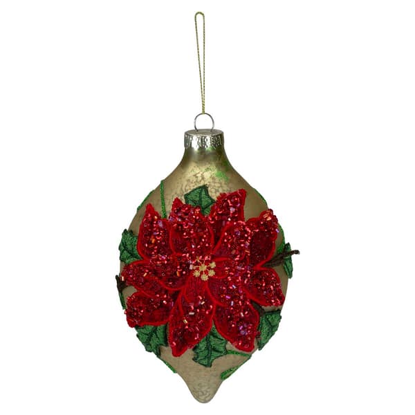 Northlight Poinsettia Finial Christmas Ornament - 6.5in. - Red a - image 