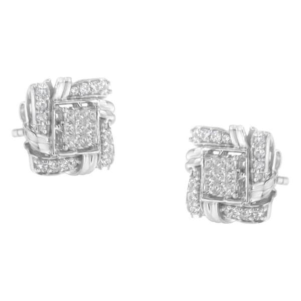Haus of Brilliance Sterling Silver 1/2ctw. Diamond Stud Earrings