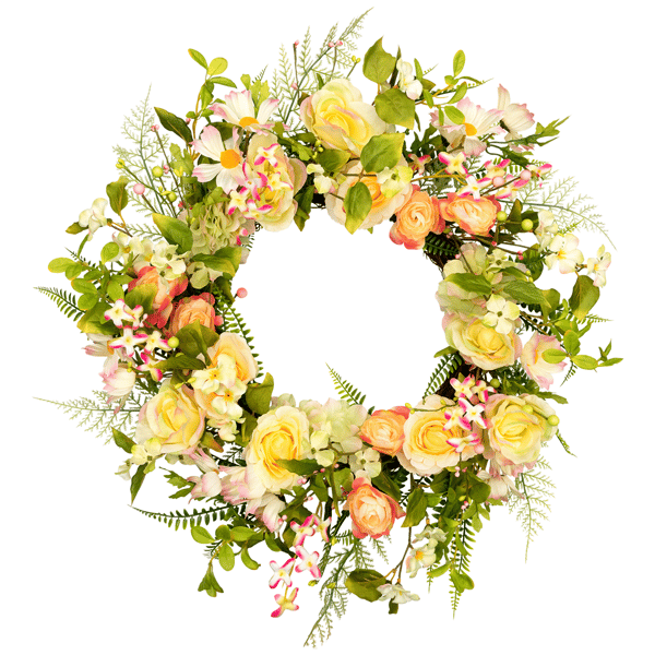 Northlight 26in. Daisy, Peony, & Roses Floral Spring Wreath