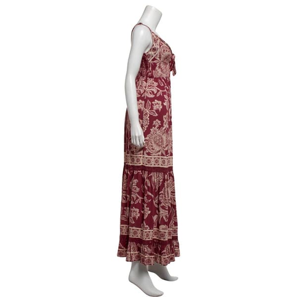 Juniors Angie Floral Gauze Twist Front Tier Maxi Slip Dress