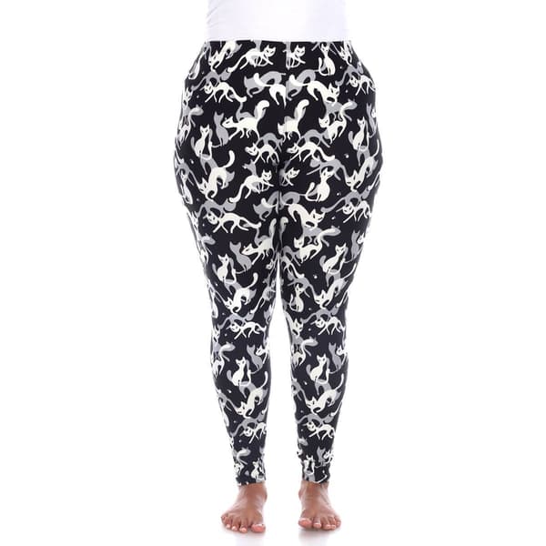 Plus Size White Mark High-Rise Cat Print Leggings