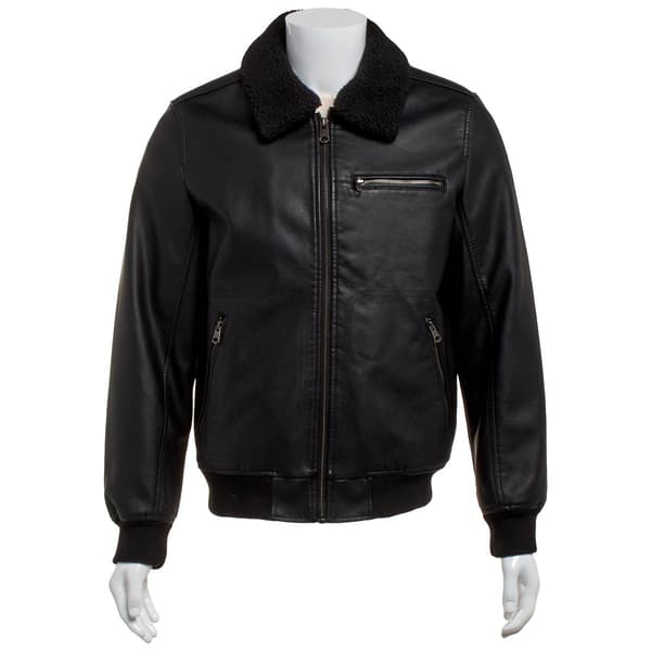 Mens Levi''s Faux Leather Aviator with Sherpa Collar Jacket - image 
