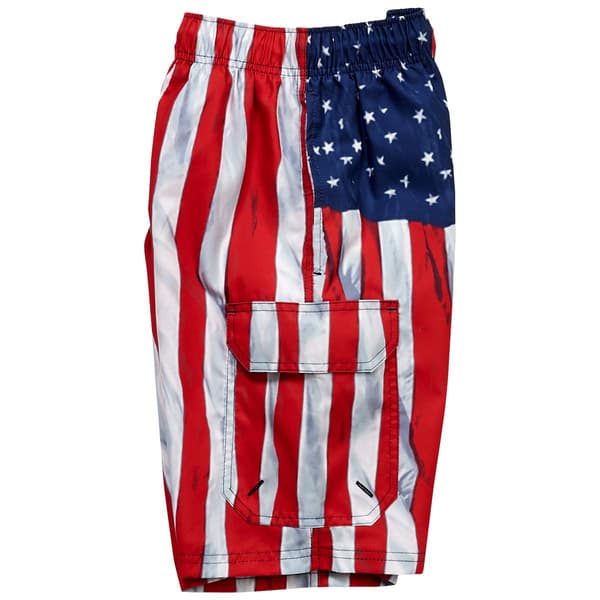 Young Mens SURFZONE&#174; Photo Real Flag Swim Trunks