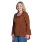 Plus Size 24/7 Comfort Apparel Long Bell Sleeve Hi Low Tunic Top - image 2