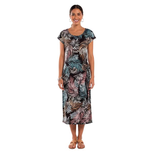 Womens Connected Apparel Short Sleeve Tropical Midi Sarong Dress