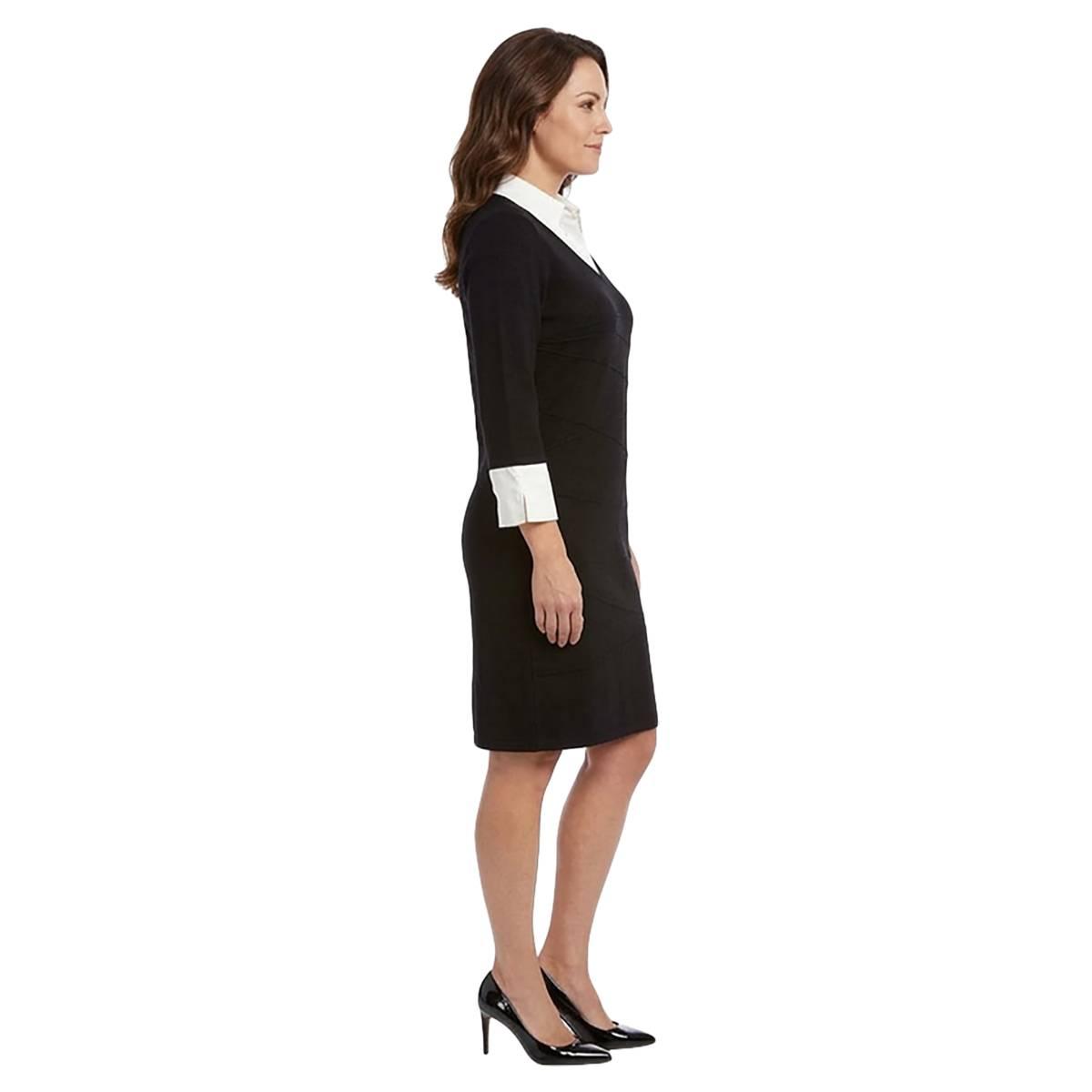 Petite Hailey Lyn Long Sleeve 2-in-1 Satin Sweater Dress