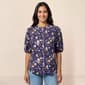Womens Nicole Miller 3/4 Puff Sleeve Ditsy Floral Blouse - image 1