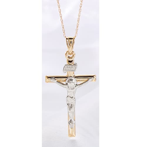 Gold Classics™ 14kt. Two-Tone INRI Crucifix Necklace