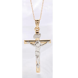 Gold Classics&#40;tm&#41; 14kt. Two-Tone INRI Crucifix Necklace