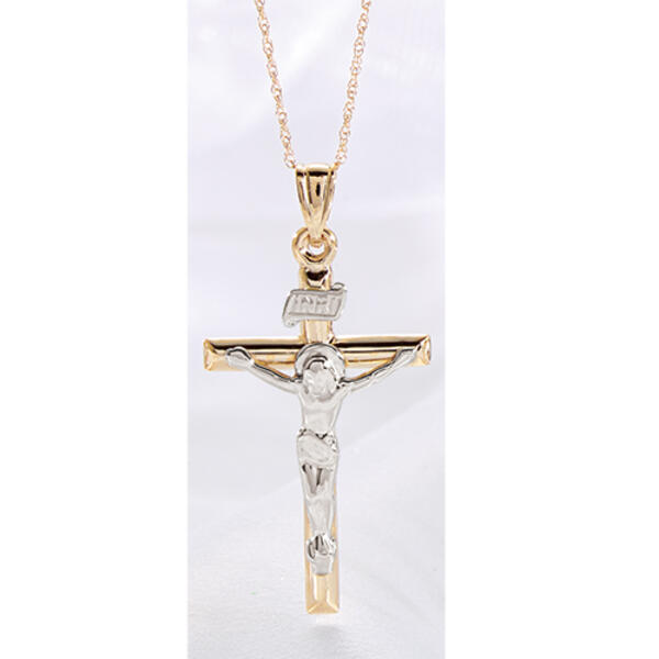 Gold Classics&#40;tm&#41; 14kt. Two-Tone INRI Crucifix Necklace - image 