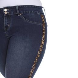 Plus Size White Mark® Cheetah Panel Denim Jeans