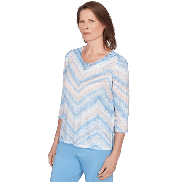 Petite Alfred Dunner St. Augustine Chevron Leopard Blouse