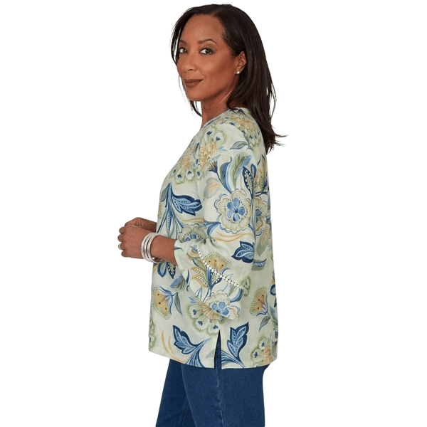 Petite Alfred Dunner Indigo Girls Bold Meadow Floral Blouse
