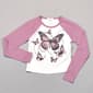 Girls (7-16) No Comment Long Sleeve Butterfly Raglan Baby Tee - image 2