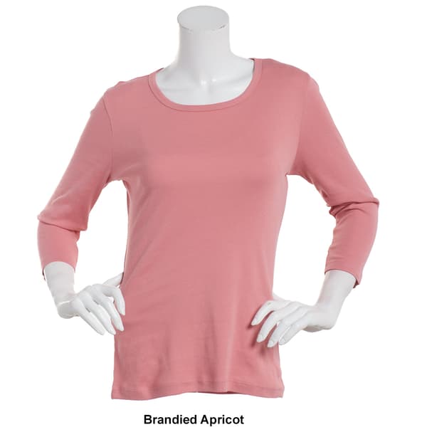 Womens Architect® 3/4 Sleeve Rib Scoop Neck Top