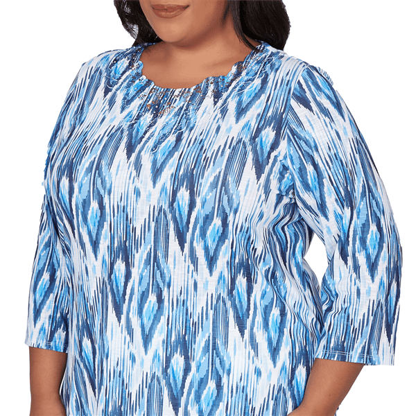Plus Size Alfred Dunner Mykonos Ikat Embellished Blouse