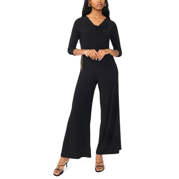 Petite MSK 3/4 Sleeve Drape Neck Belt Waist Jumpsuit