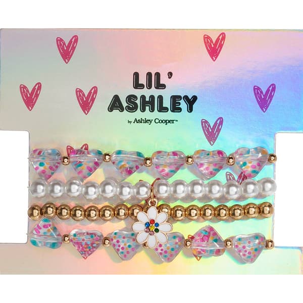 Kids Lil Ashley Heart Bead Daisy Charm Bracelet Set - image 