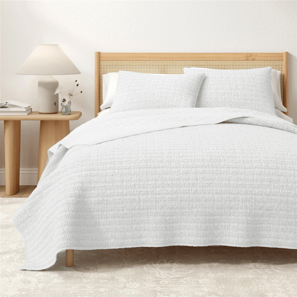Freshfolds Garment Washed Honeycomb Waffle Quilt Set