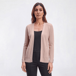 Womens Verve Ami Long Sleeve Waffle Stitch Cardigan - Shy Blush