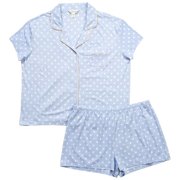Womens Laura Ashley Short Sleeve Dot Boxy Notch Collar Boxer Paj