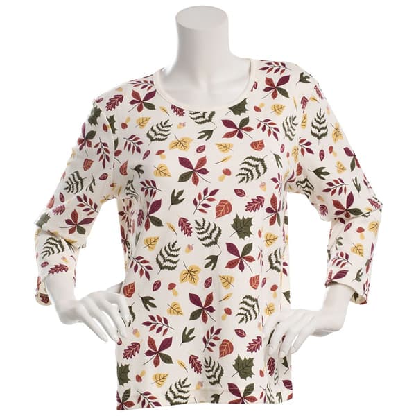 Plus Size Bonnie Evans 3/4 Sleeve Leaf Tee