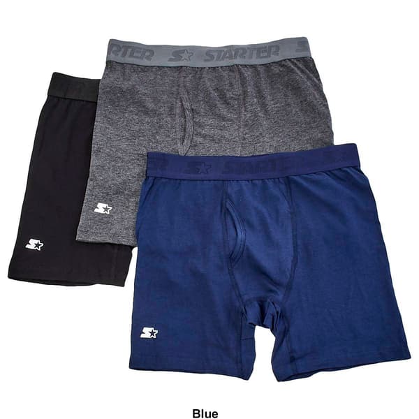 Mens Starter® 3pk. Cotton Stretch Solid Boxer Briefs - image 