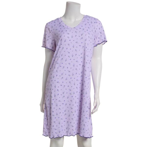 Womens Emily & Jane Short Sleeve V-Neck Floral Nightshirt - image 