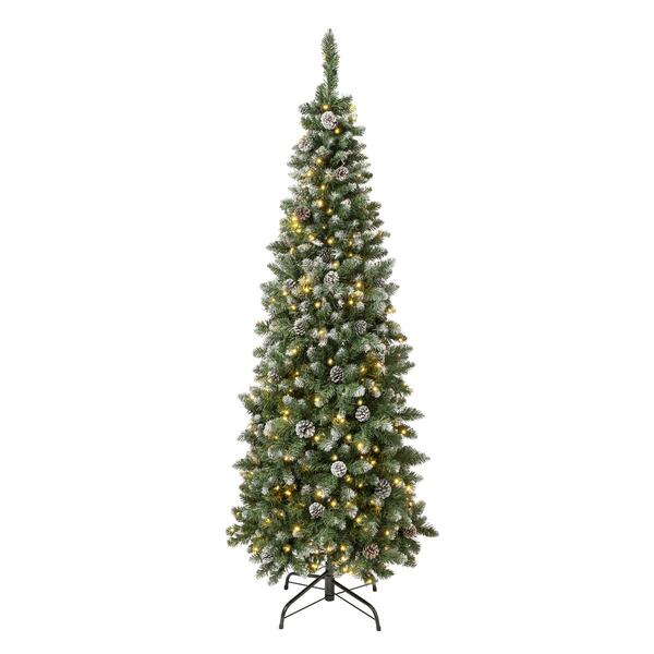 National Tree 6ft. Oakley Hills Snow Slim Pre-Lit Christmas Tree - image 