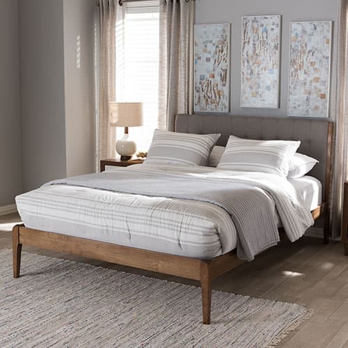Baxton Studio Clifford Mid-Century Wood Queen Platform Bed - image 