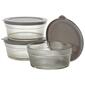 Farberware&#40;R&#41; Embossed Glass Stacked Round Bowls w/ Lids - Charcoal - image 1