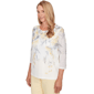Petite Alfred Dunner Al Fresco 3/4 Sleeve Texture Floral Blouse - image 3