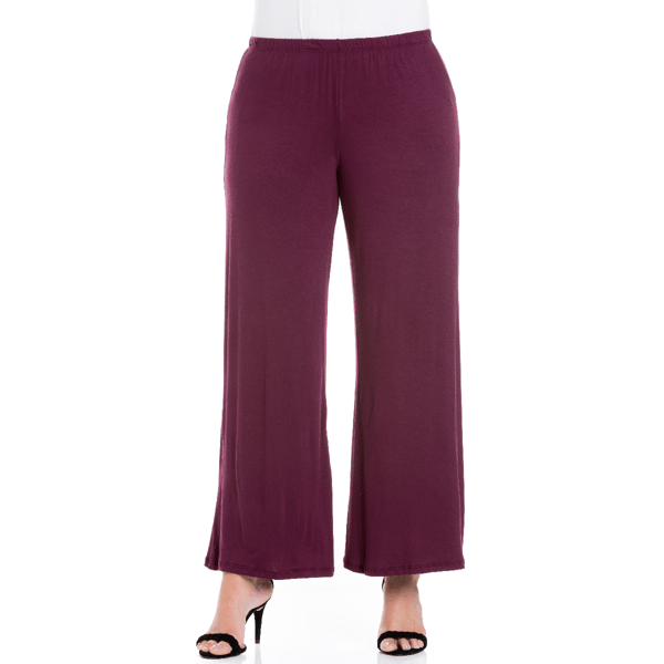 Plus Size 24/7 Comfort Apparel Flared Leg Palazzo Pants - image 