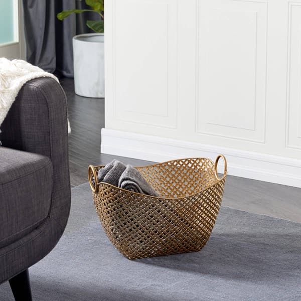 9th & Pike® Large Gold Metal Basket
