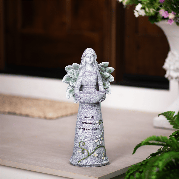 Northlight LED Solar Lighted Bless All Creatures Garden Birdbath