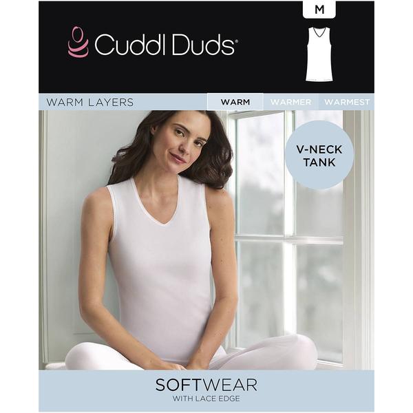 Womens Cuddl Duds® Softwear Lace Edge V-Neck Tank Top