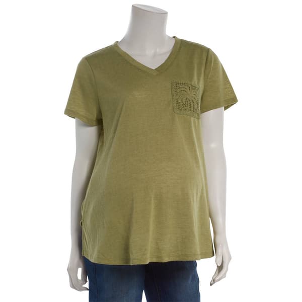 Womens aimee & coco Solid Short Sleeve Maternity Blouse - image 