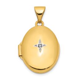 Gold Classics(tm) 14kt. Gold Oval Diamond Locket