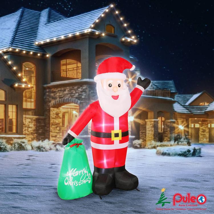 Puleo International 6ft. Lighted Blow-Up Inflatable Santa Claus