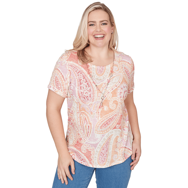 Petites Alfred Dunner Beachcomber Paisley Short Sleeve Tee With - image 