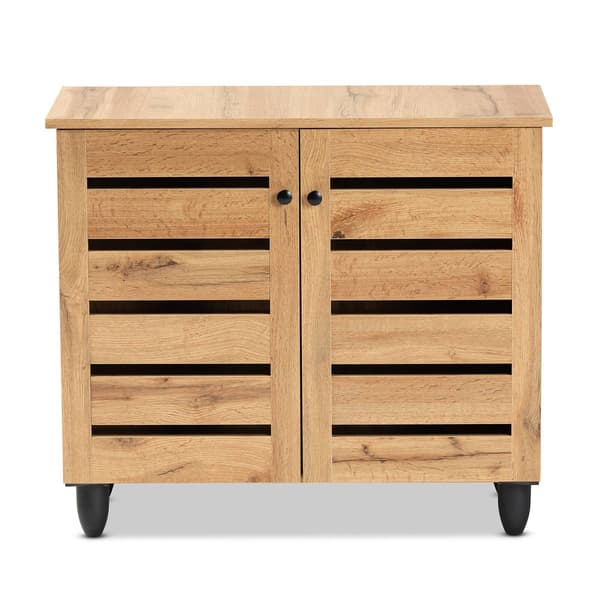 Baxton Studio Gisela Oak Brown Wood 2-Door Shoe Storage Cabinet