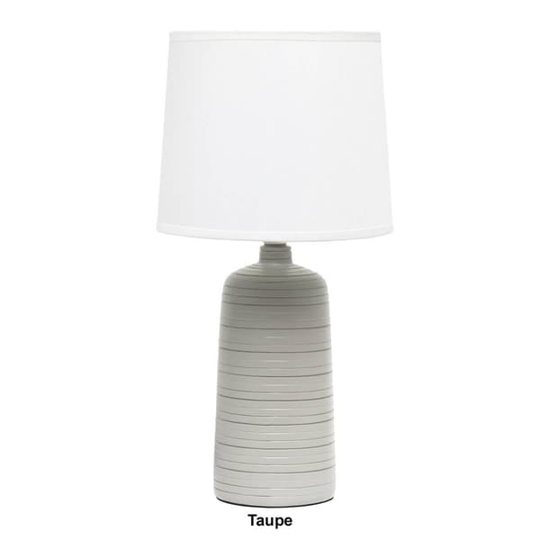 Simple Designs Textured Linear Ceramic Table Lamp w/Fabric Shade