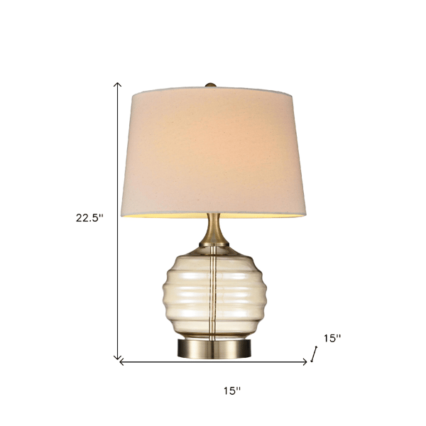 HomeRoots 23in. Round Table Lamp with Off White Shade