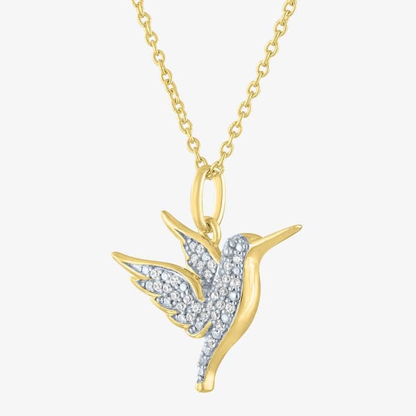 Nova Star® Gold Over Silver Lab Grown Diamond Hummingbird Pendant