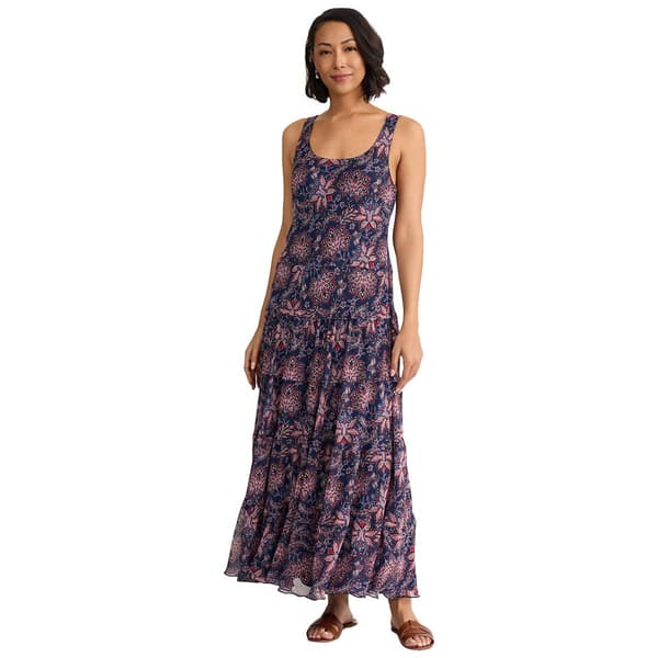 Petites Jones New York Sleeveless Floral Print Multi Tier Dress - image 