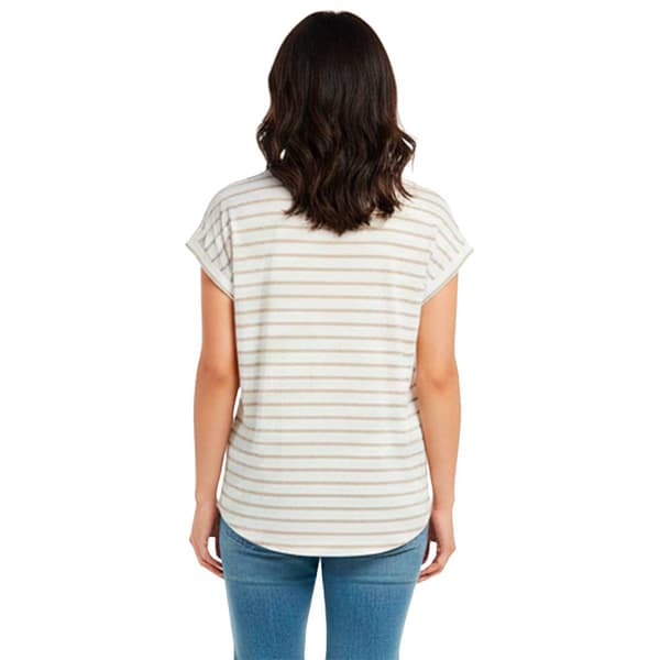 Womens Emily Daniels Dolman Sleeve Stripe Faux Button Blouse